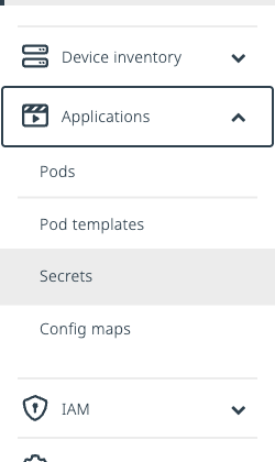 Select Secrets under Applications in the left navigation menu.