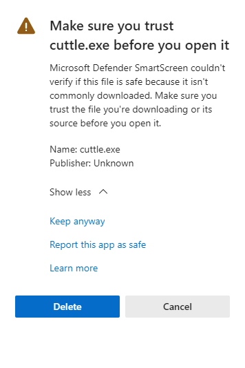 Keep anyway will appear, click to save the file.