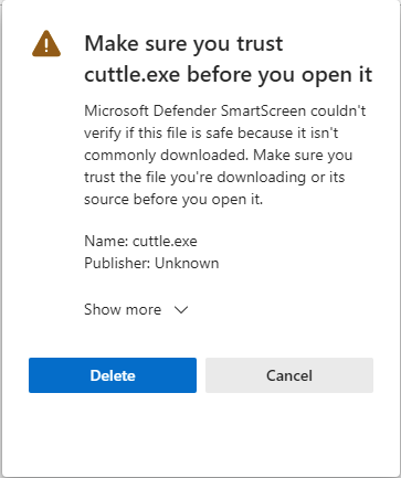 An additional warning message appears, click Show More.